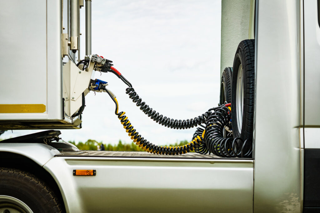 air brake system semi truck close up